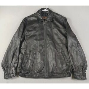 Vintage American Classics Colebrook Jacket Mens Large Black‎ Leather Bomber
